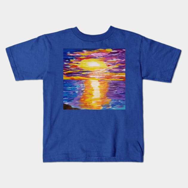 Ocean Sunset Kids T-Shirt by Oregon333